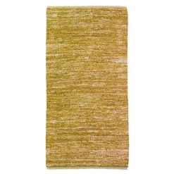 Tapis salon en cuir tressé jaune 60x120