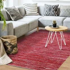 Tapis salon en cuir tressé burgundy 160x230