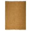 Tapis salon en jute coton avec franges ocre 120x170