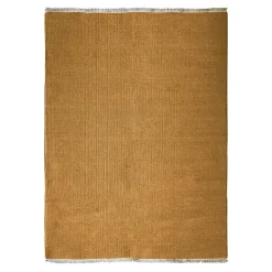 Tapis salon en jute coton avec franges ocre 120x170