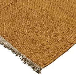Tapis salon en jute coton avec franges ocre 120x170