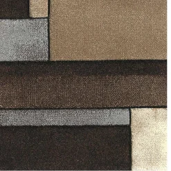 Tapis salon et chambre tissé motif géométrique LYN8 GEOME, Marron, noir, beige