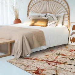 Tapis salon et chambre tissé motif ethnique ABTRACT, multicolore