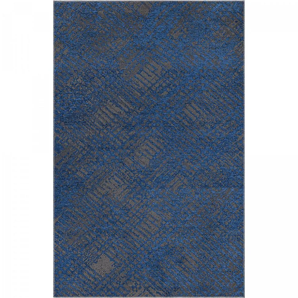 Tapis salon et chambre tissé motif faux uni TEREMINDE, bleu, gris