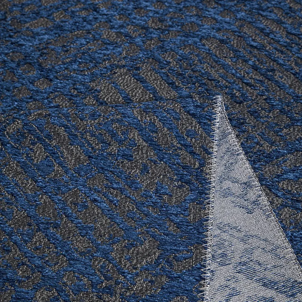 Tapis salon et chambre tissé motif faux uni TEREMINDE, bleu, gris