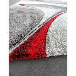 Tapis salon et chambre tissé motif géométrique MILAR, rouge