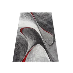 Tapis salon et chambre tissé motif géométrique MILAR, rouge