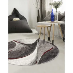 Tapis salon et chambre tissé motif géométrique MILAR, rouge