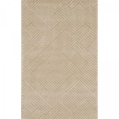 Tapis salon et chambre tissé motif géométrique CEROTEO, beige