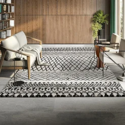 Tapis salon et chambre tissé motif berbère MO 83, beige