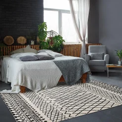 Tapis salon et chambre tissé motif berbère MO 83, beige