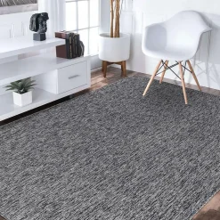 Tapis salon et chambre tissé motif uni SAKRDA, gris