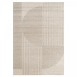 Tapis salon et chambre tissé motif géométrique CONTUNI, beige, marron