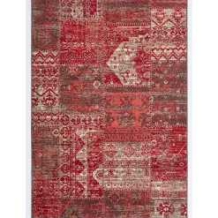 Tapis salon et chambre tissé motif ethnique WORKYPATCH, rouge
