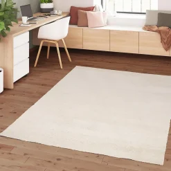 Tapis salon et chambre tissé motif uni ALEGRIA, écru