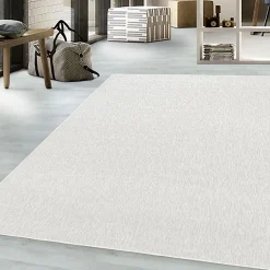 Tapis salon et chambre tissé motif uni SAKRDA, écru