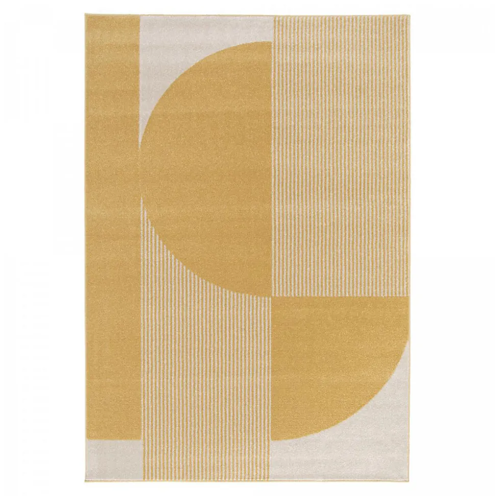Tapis salon et chambre tissé motif géométrique CONTUNI, beige, jaune