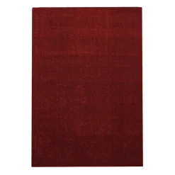 Tapis salon et chambre tissé motif uni SOULA, rouge