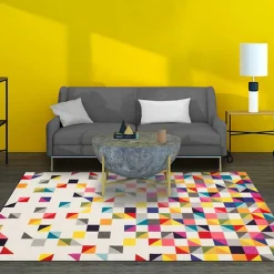 Tapis salon et chambre tissé motif géométrique LYN6 BOUTIK, multicolore