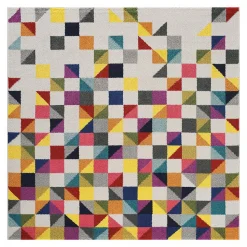 Tapis salon et chambre tissé motif géométrique LYN6 BOUTIK, multicolore