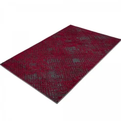 Tapis salon et chambre tissé motif faux uni TEREMINDE, rouge, gris