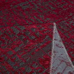 Tapis salon et chambre tissé motif faux uni TEREMINDE, rouge, gris