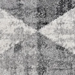 Tapis salon et chambre tissé motif géométrique SOLTAM, gris, écru