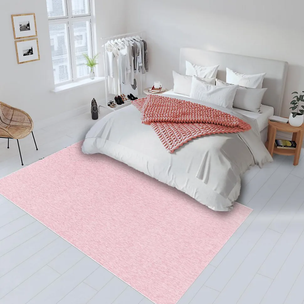 Tapis salon et chambre tissé motif uni SAKRDA, rose