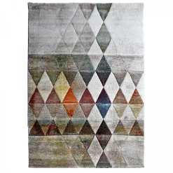 Tapis salon et chambre tissé motif géométrique LYN8 BELO 19, beige