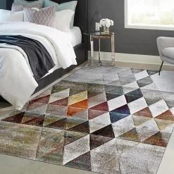 Tapis salon et chambre tissé motif géométrique LYN8 BELO 19, beige