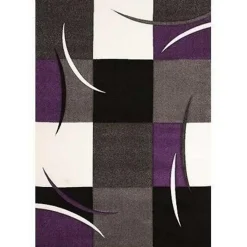 Tapis salon et chambre tissé motif géométrique VIRGULADA, violet