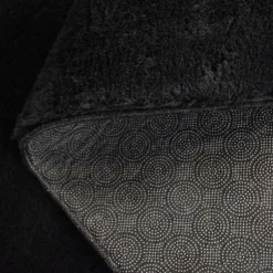 Tapis salon LYN10 LAVABLE, soft et soyeux, tapis uni à l'aspect Shaggy, noir