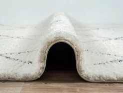 Tapis salon poils longs nordique - Blanc Noir - 80 x 150 cm - Bahar Shaggy