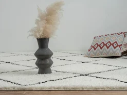 Tapis salon poils longs nordique - Blanc Noir - 80 x 150 cm - Bahar Shaggy