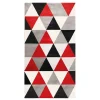 Tapis salon toucher laineux motif triangles rouge 80x150