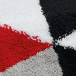 Tapis salon toucher laineux motif triangles rouge 80x150