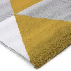 Tapis salon toucher laineux motif triangles jaune 80x150