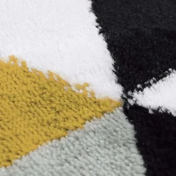 Tapis salon toucher laineux motif triangles jaune 80x150