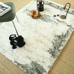Tapis shaggy à poils longs ultra doux - Fluffy - Crème, marron, kaki - 80 x 160 cm