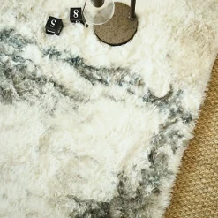 Tapis shaggy à poils longs ultra doux - Fluffy - Crème, marron, kaki - 80 x 160 cm