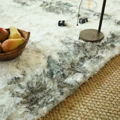 Tapis shaggy à poils longs ultra doux - Fluffy - Crème, marron, kaki - 80 x 160 cm