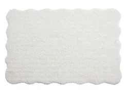 Tapis shaggy à poils longs bords ondulés - 160 x 230 cm - Blanc - NERIDA