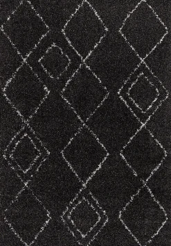 Tapis Shaggy Coltrane motif Berbère L. 170 x l. 120 x ep. 3 cm noir GoodHome