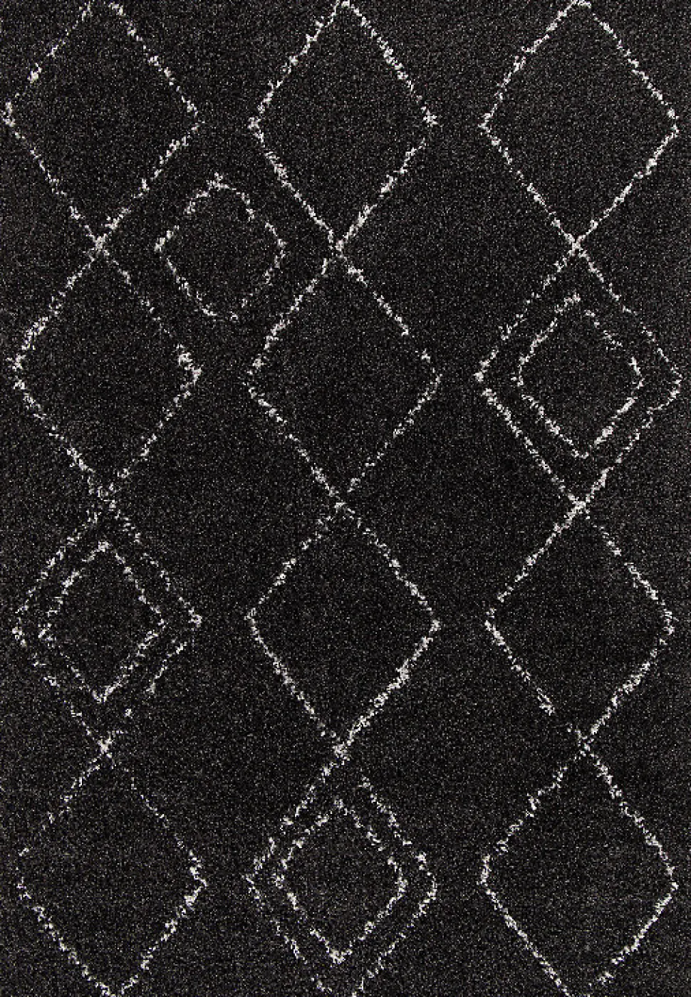 Tapis Shaggy Coltrane motif Berbère L. 170 x l. 120 x ep. 3 cm noir GoodHome