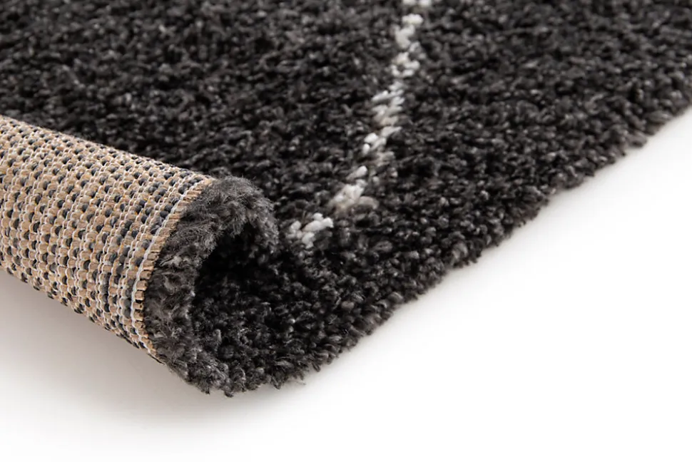Tapis Shaggy Coltrane motif Berbère L. 170 x l. 120 x ep. 3 cm noir GoodHome
