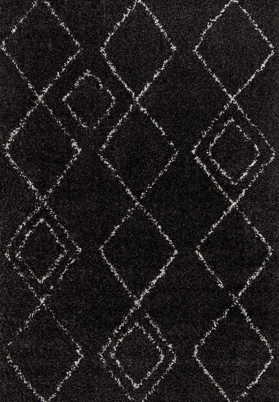 Tapis Shaggy Coltrane motif Berbère L. 170 x l. 120 x ep. 3 cm noir GoodHome