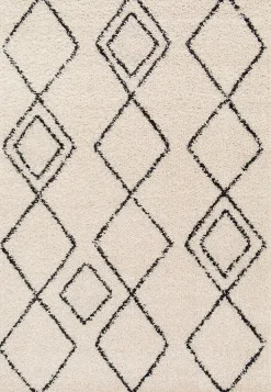 Tapis Shaggy Coltrane motif Berbère L. 170 x l. 120 x ep. 3 cm crème GoodHome