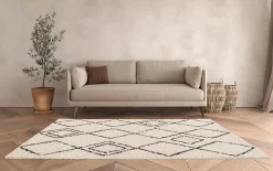 Tapis Shaggy Coltrane motif Berbère L. 170 x l. 120 x ep. 3 cm crème GoodHome