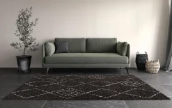Tapis Shaggy Coltrane motif Berbère L. 160 x l. 230 x ep. 3 cm noir GoodHome