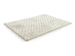 Tapis shaggy en relief à poils longs - 160 x 230 cm - Blanc cassé - MAZE